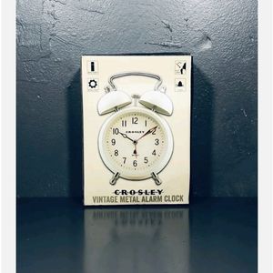 Crosley Vintage Metal Alarm Clock Cream Open Box